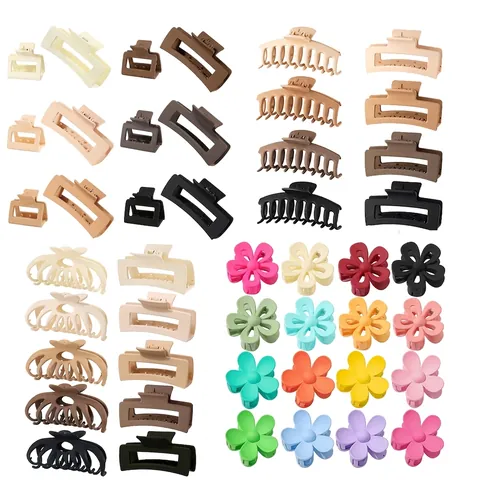 Minimalist Matte Plastic Hair Claw Clips Large Rectangular Geometric Non-Slip Hair Claws For Women Styling Accessories Gift