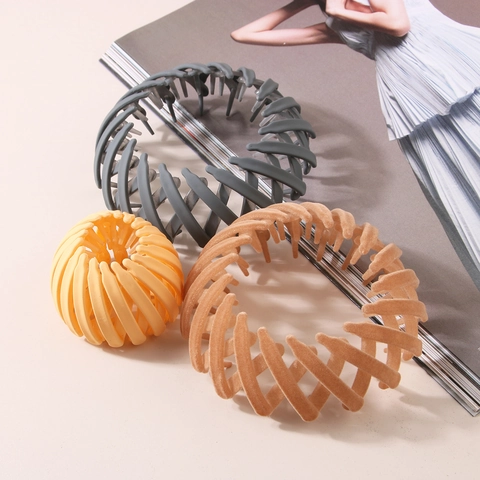 Pinza de Pelo Nido de Pájaro Expandible Telescópica Accesorio para Moños Resina Mate Flocado para Mujer Accesorios para Cabello