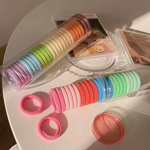 Gomas de Pelo Sin Costuras de Alta Elasticidad Cuerdas de Pelo de Tela Multicolor Set Mujer Accesorios para el Cabello