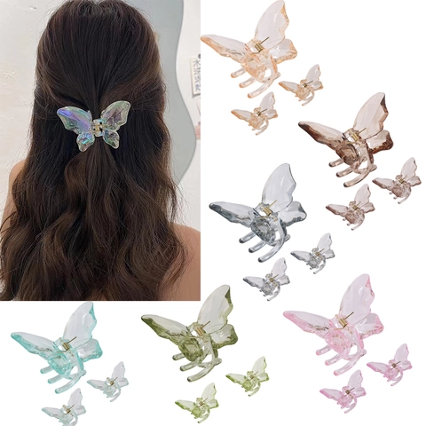 Transparente Schmetterling Haarklammern Elegante Acrylharz Haarnadeln Haifisch Clips Mode Haarschmuck Für Damen Mädchen