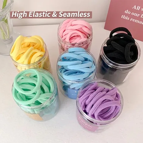 Coleteros Sin Costuras Color Caramelo para Mujer Scrunchies de Tela de Color Sólido Alta Elasticidad Accesorios para el Cabello