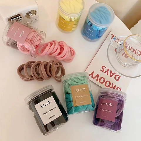 Nahtlose Hochelastische Haargummis Für Damen Langlebige Bunte Pferdeschwanz Halter Haarbänder Scrunchies Set In Dose Für Mädchen Täglich