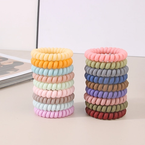 Frosted Matte Telephone Cord Hair Ties Spiral Elastic Hair Bands No Crease Hair Rings For Women Girls Daily Styling