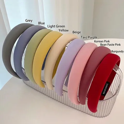 Cerchietto Imbottito in Spugna Fatto a Mano per Donna Stile Coreano Satin Tessuto Tinta Unita Cerchietto per Capelli Moda Accessori