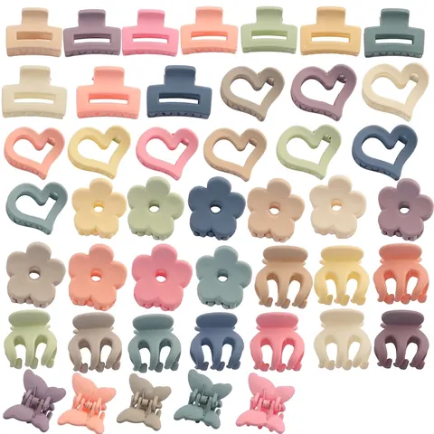 Bunte Matte Mini Haarkrallen Blumen Herz Bogen Formen Rutschfeste Kleine Haarklammern Für Damen Mädchen Zubehör