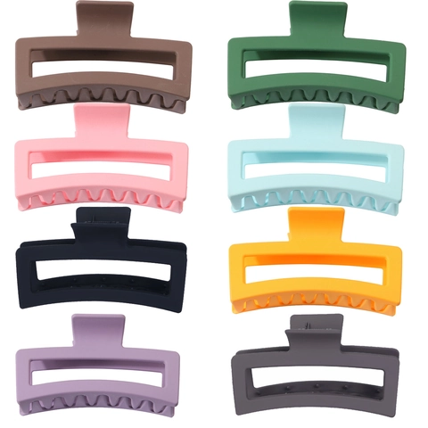 Große Matte Geometrische Rechteckige Haarklammer Damen Einfarbig Hohl Hai Clip Für Dickes Haar Styling Zubehör