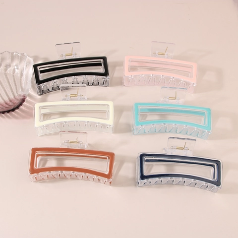 Large Rectangular Hair Claw Clip Transparent Acrylic Dripping Oil Geometric Candy Color Hair Catch For Women Accessories