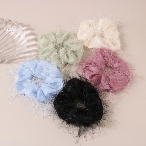Coletero Elegante De Malla Con Borlas De Pluma Organza Hada Ataduras De Pelo Para Mujeres Estilo Coreano Hecho A Mano Accesorio Pelo