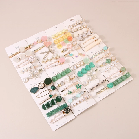 Mode Haarklammern Kollektion Künstliche Perle Strass Herz Blume Design Metall Barrette Für Damen Mädchen Täglicher Schmuck