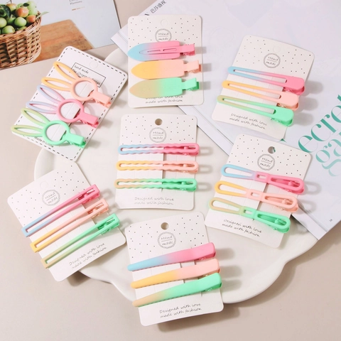 Macaron Gradient Hair Clips For Women Girls Gradient Metal Hairpins Cute Matte Side Hair Accessories Candy Color Barrettes