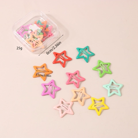 Cute Candy Color Metal Star Hair Clips Boxed Luminous Cartoon Heart BB Clips For Kids Girls Fashion Hair Jewelry Accessories
