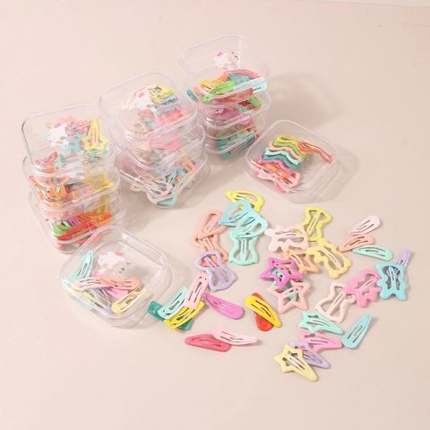 Cute Candy Color Metal Star Hair Clips Boxed Luminous Cartoon Heart BB Clips For Kids Girls Fashion Hair Jewelry Accessories