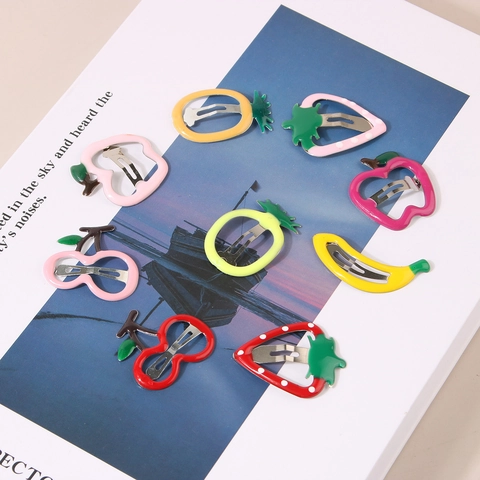 Barrettes à Cheveux BB en Métal aux Fruits Mignons Forme Fraise Pomme Ananas Cerise Banane Épingles à Cheveux pour Filles Femmes