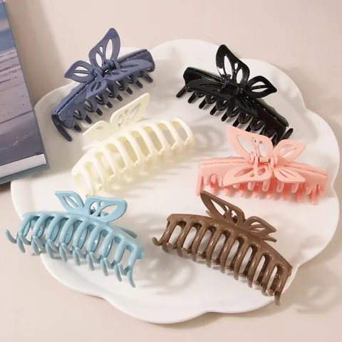 Elegante Molletta per Capelli a Farfalla Cava in Plastica Resina Grande Clip a Squalo per Donna Accessori Capelli Moda