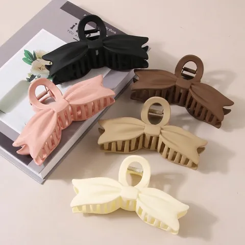 Large Bow Hair Claw Clip Matte Glossy Resin Hair Accessories With Metal Spring Elegant Styling Tool For Women Girls Daily Use