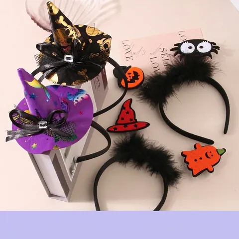 Cerchietto Con Cappello Da Strega Di Halloween Zucca Ragno Occhiali Per Donna Bambini Cosplay Festa Decorazioni Accessori