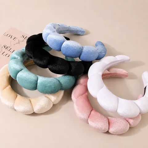 Women Vintage Padded Headband Thick Sponge Cloud Bubble Hairband High Top Fashion Hair Accessories Elegant Fabric Headpiece