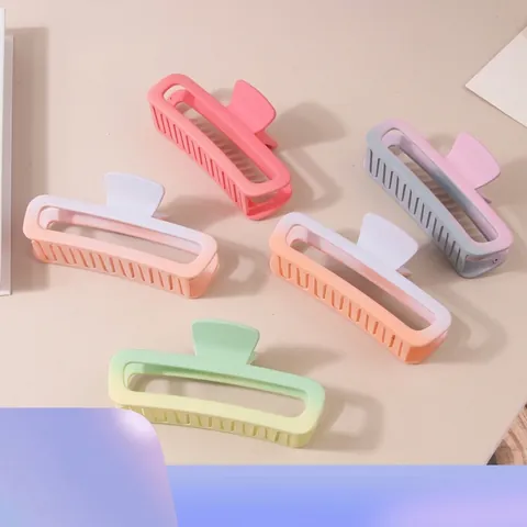 Grande Pinza per Capelli Sfumata Smerigliata Rettangolare Traforata Clip a Squalo Plastica Opaca Accessori per Capelli Geometrici da Donna