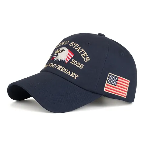 Casquette de Baseball en Coton Brodé Drapeau Américain Aigle United States 250th Anniversary Ajustable Chapeau de Soleil Homme Femme