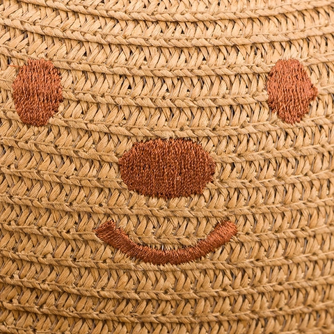 Sombrero de Sol de Paja de Papel para Niños Con Lindas Orejas de Oso y Bordado Sombrero de Cubo de Playa de Verano para Niños y Niñas