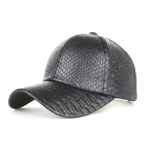 Gorra de Béisbol de Cuero PU con Textura de Cocodrilo para Hombre Mujer Sombrero de Sol Ajustable Moda Casual Ala Curva Gorra Repujada