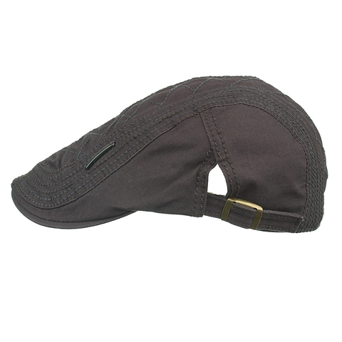 Béret Vintage Homme en Coton à Carreaux Réglable Casquette Plate Matelassée Décontractée Extérieur Chapeau de Soleil Style Anglais