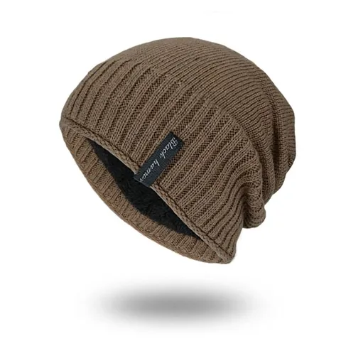 Gorro de Punto Cálido de Invierno para Hombre con Forro de Lana Gorro Informal de Color Sólido Gorro para Deportes al Aire Libre