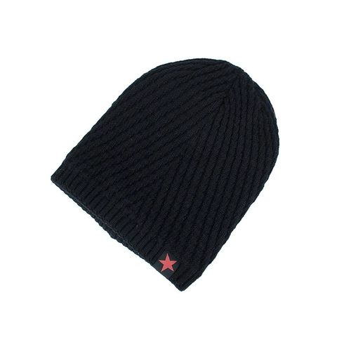 Berretto Invernale da Uomo in Maglia con Fodera in Pile Caldo Berretto Slouchy con Etichetta Stella Rossa Copricapo Casual