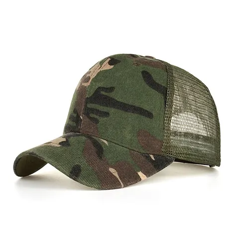 Casquette Trucker en Maille Camouflage Casquette de Baseball Snapback Réglable Respirante Homme Femme Protection Solaire Sport