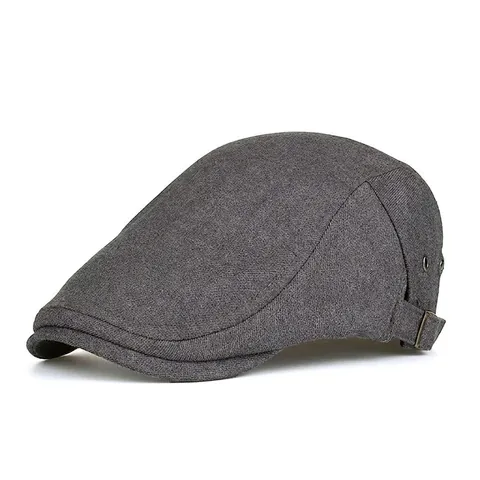 Gorra Plana de Algodón Vintage para Hombre Ajustable Color Sólido Duckbill Ivy Cap Casual Estilo Británico Boina para Primavera Otoño