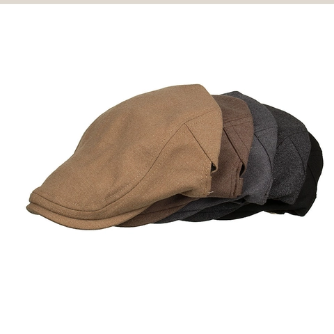 Gorra Plana de Algodón Vintage para Hombre Ajustable Color Sólido Duckbill Ivy Cap Casual Estilo Británico Boina para Primavera Otoño