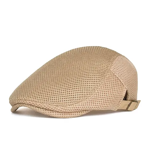 Men's Breathable Mesh Newsboy Cap Lightweight Flat Cap Summer Outdoor Sun Protection Adjustable Ivy Cap For Men Solid Color