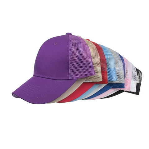 Adjustable Mesh Baseball Cap Cotton Polyester Breathable Trucker Hat Solid Color Sun Shade Outdoor Sports Unisex Hat