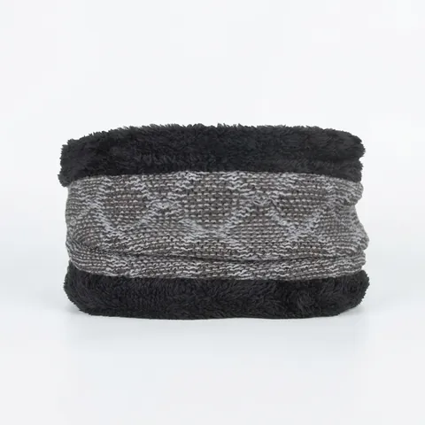 Scaldacollo in Maglia Calda Invernale per Uomo Donna Motivo a Diamante Foderato in Pelliccia Sintetica Sciarpa Snood Spessa Termica Antivento