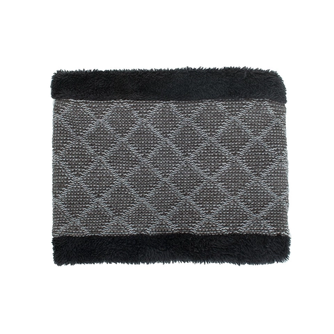 Scaldacollo in Maglia Calda Invernale per Uomo Donna Motivo a Diamante Foderato in Pelliccia Sintetica Sciarpa Snood Spessa Termica Antivento