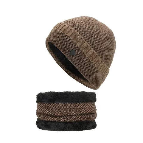 Berretto Beanie E Scaldacollo Invernale Foderato In Pile Filato Lavorato A Maglia Motivo Geometrico Caldo Accessorio Unisex Outdoor