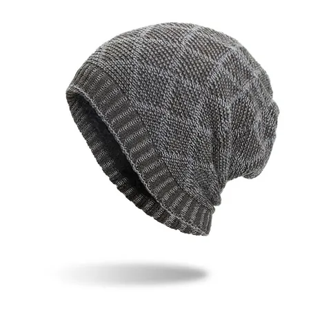 Berretto Invernale in Maglia Calda Per Uomo Donna Foderato in Pile Jacquard Diamante Geometrico Berretto Pullover