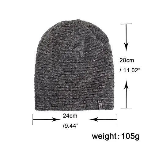 Cappello Beanie a Maglia con Fodera in Pile Invernale per Uomo Donna Caldo Cappuccio Slouchy con Toppa in Pelle Maglia Outdoor