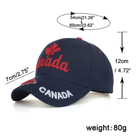 Berretto da Baseball con Ricamo Foglia di Acero Canada Unisex Regolabile Blu Marino Cappello da Sole Sport All'aperto