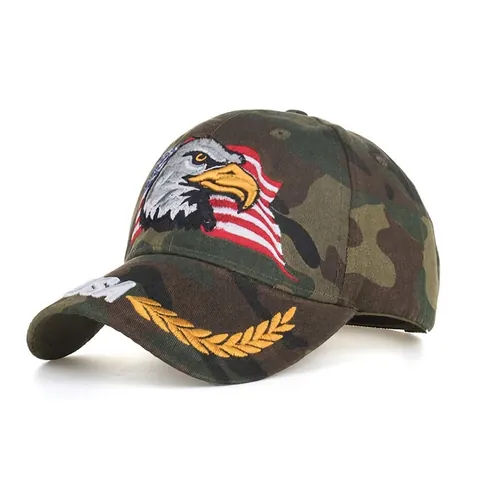 Berretto da Baseball Mimetico Ricamo Aquila Bandiera USA Cappello Snapback Protezione Solare Berretto Sportivo Regolabile Uomo Donna