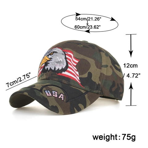 Camouflage Baseball Cap With Eagle USA Flag Embroidery Tactical Hat For Men Women Outdoor Sports Casual Adjustable Polyester Sun Cap