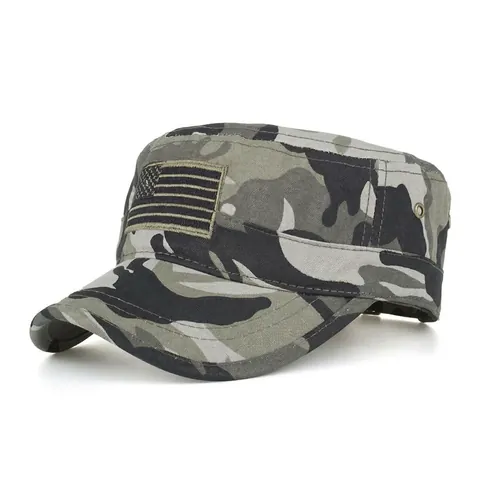 US Flagge Cadet Cap Für Herren Baumwolle Gewaschene Militär Mütze Verstellbare Camouflage Flat Top Outdoor Sonnenschutz Casual Cap
