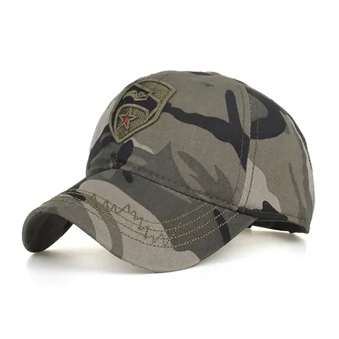 Gorra de Béisbol de Camuflaje Táctico Militar Estrella de Cinco Puntas Águila Bordada Ajustable de Algodón Sombrero de Sol Unisex