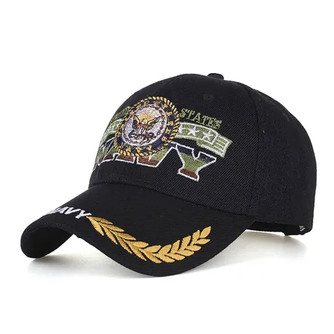 Casquette de Baseball Broderie Aigle US Navy pour Homme Femme Style Américain Polyester Protection Solaire Outdoor Loisir Chapeau Noir
