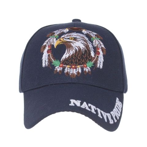Cappellino da Baseball Ricamato Con Motivo Aquila Native Pride Lettere Cappello da Sole Regolabile Blu Marino Casual