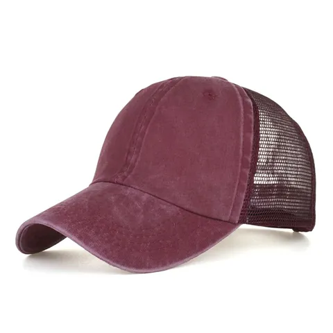 Berretto da Baseball con Coda di Cavallo in Cotone Lavato per Donna Cappello Trucker in Rete Traspirante Regolabile per Esterno