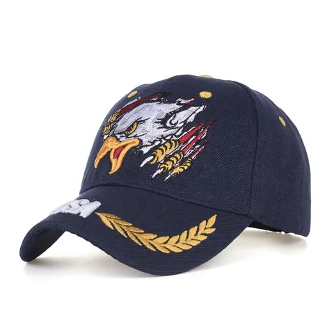 Embroidered Eagle USA Baseball Cap Polyester Adjustable Sun Hat Men Women Outdoor Sports Casual Fashion Trucker Hat Black Navy