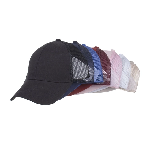 Damen Pferdeschwanz Baseballkappe Atmungsaktive Netz Trucker Hut Verstellbar Outdoor Sonnenhut Einfarbig Baumwolle Polyester Sportmütze
