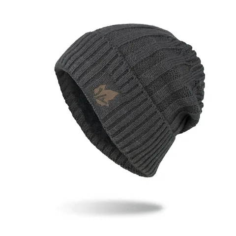 Berretto In Maglia Invernale Per Uomo Donna Spesso Foderato In Pile Berretto Con Toppa Foglia Caldo Maglia A Coste Outdoor
