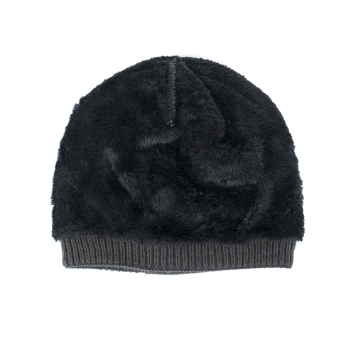 Berretto in Maglia Invernale Caldo Unisex Foderato in Pile Berretto Termico Ispessito Con Toppa in Pelle Foglia di Acero